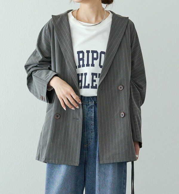  「【セットアップ対応】ダブルデザインストレッチテーラードジャケット」|テーラードジャケット|