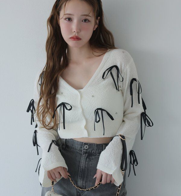  「リボンいっぱいカーディガン」|ニット・セーター|