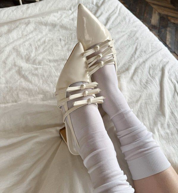  「リボン付きポインテッドストラップシューズ」|その他|