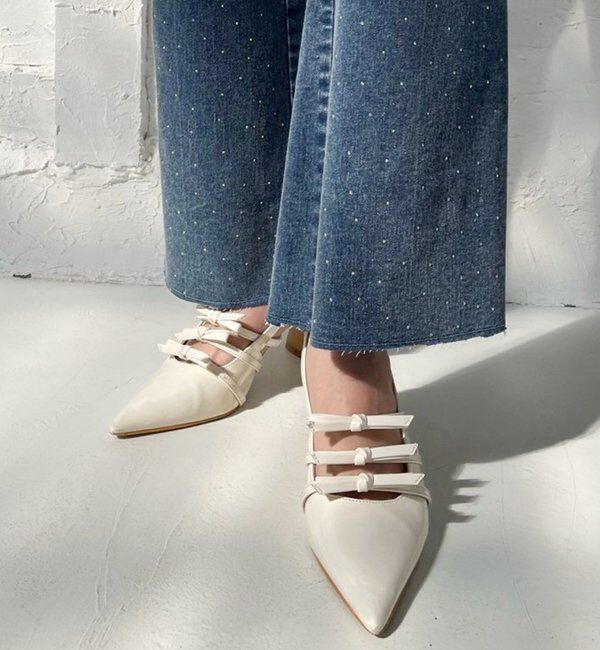  「リボン付きポインテッドストラップシューズ」|その他|