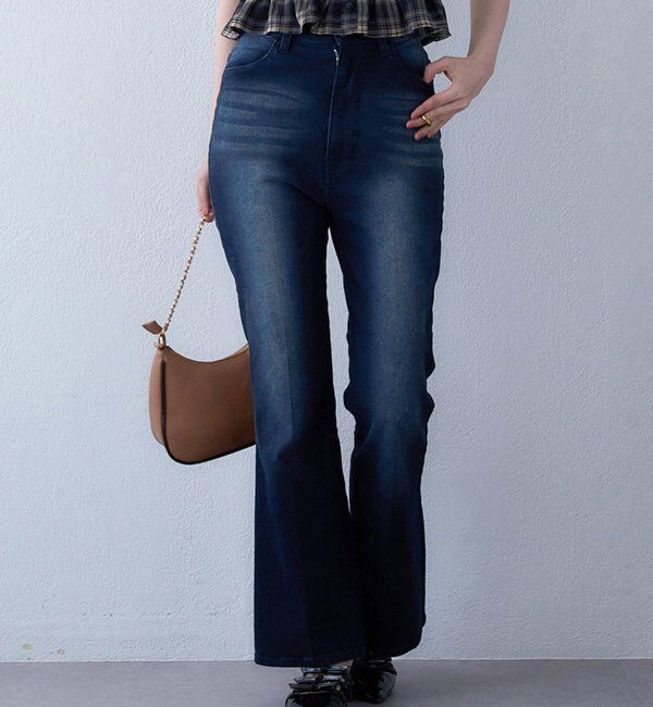  「【WEB限定】ストレッチ美脚デニムパンツ」|その他|ネイビー