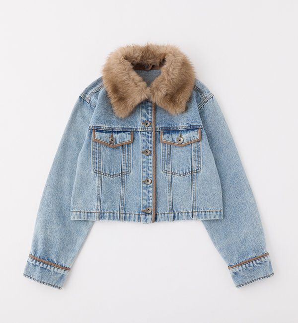  「襟ファー配色ジャケット」|ダウンベスト・ベスト|