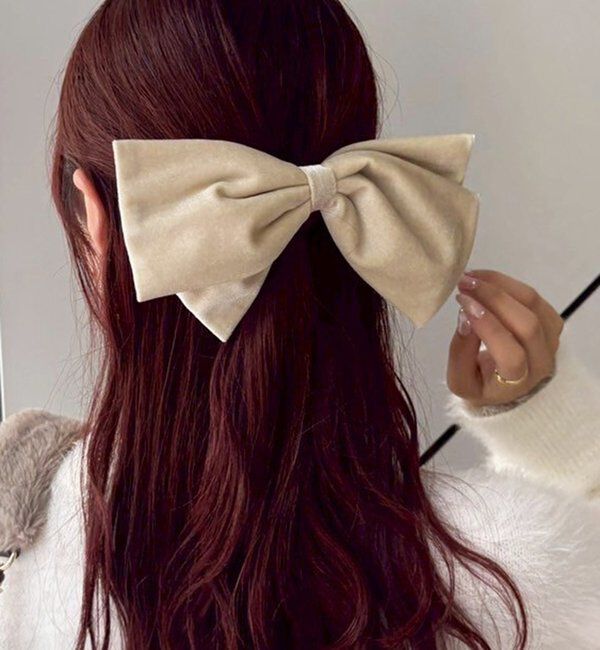  「【Latini】ベロアリボンクリップ」|その他|アイボリー