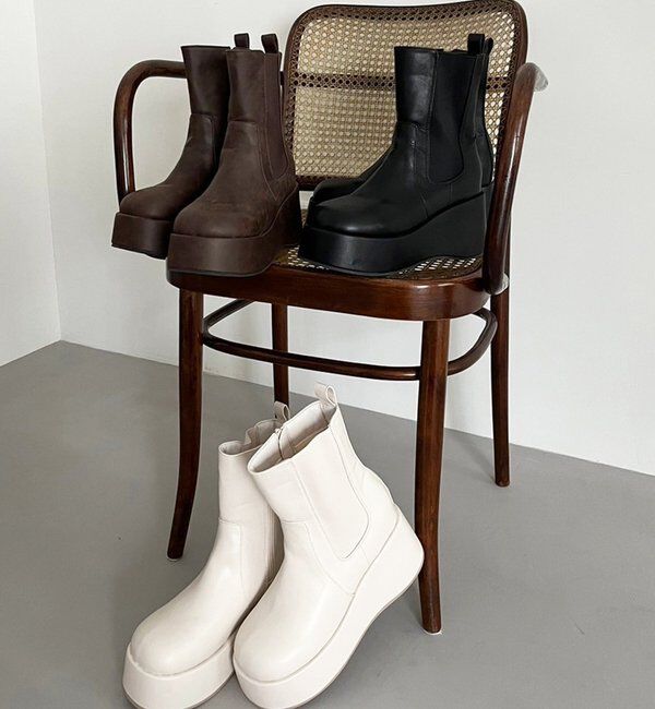  「【マイナス3キロ見え】サイドゴアボリュームソールショートブーツ」|その他|