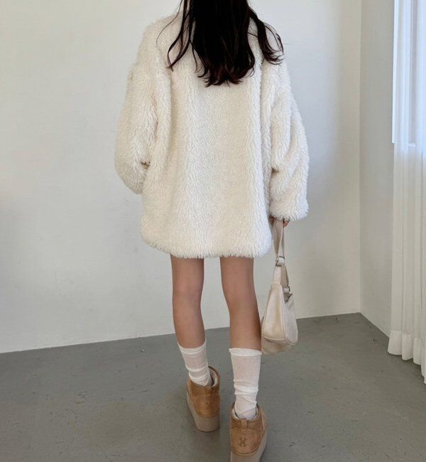  「【リバイバル】リボンボアブルゾン/リボン取り外し可能」|ダウンベスト・ベスト|