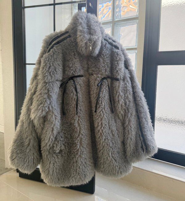  「【リバイバル】リボンボアブルゾン/リボン取り外し可能」|ダウンベスト・ベスト|