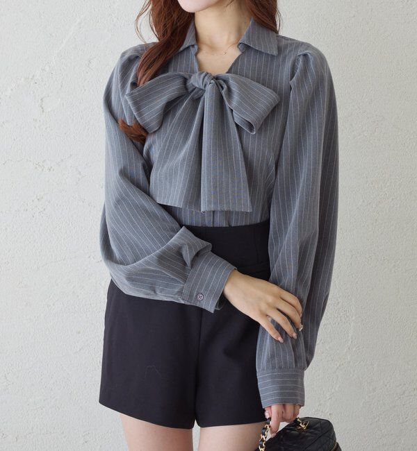  「刺繍入りボウタイブラウス／リボン取り外し可」|シャツ・ブラウス|