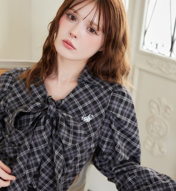  「刺繍入りボウタイブラウス／リボン取り外し可」|シャツ・ブラウス|
