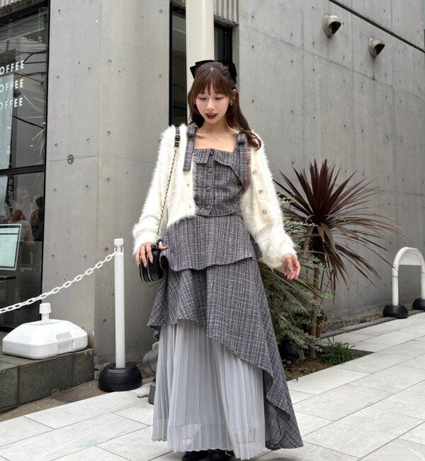  「【LouLoumei】異素材ミックスツイードセットアップ」|ワンピース|