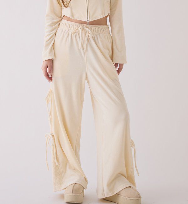  「【セットアップ対応】サイドレースベロアリボンパンツ」|その他|