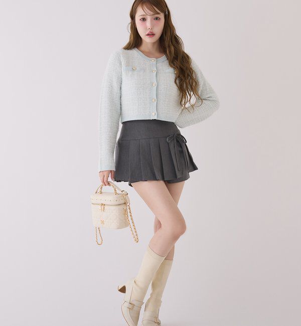  「金ボタンラメツイードカーデ」|ニット・セーター|