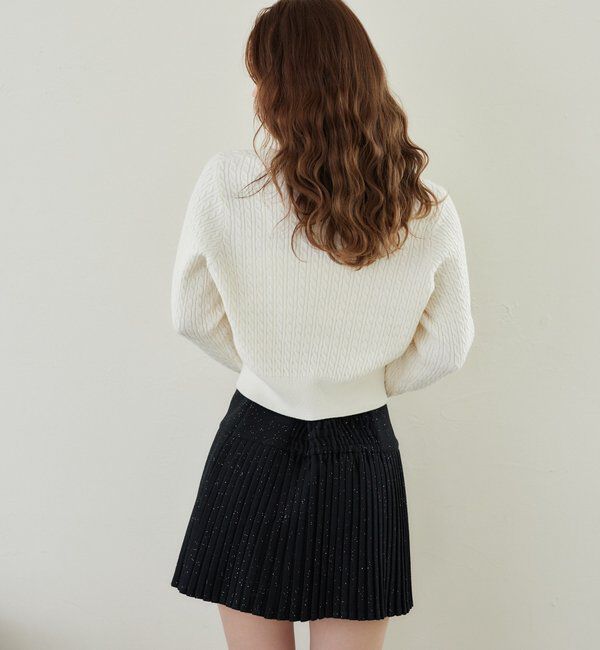  「キラキラ付ロゴ刺繍ケーブルニット」|ニット・セーター|