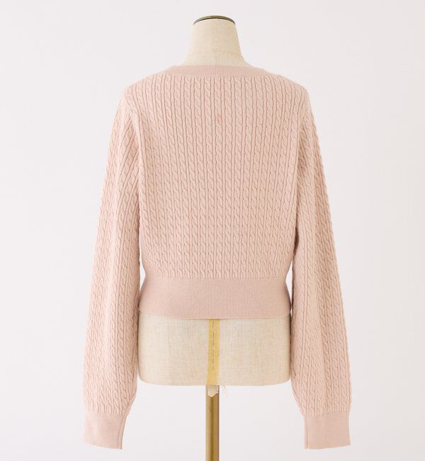  「キラキラ付ロゴ刺繍ケーブルニット」|ニット・セーター|