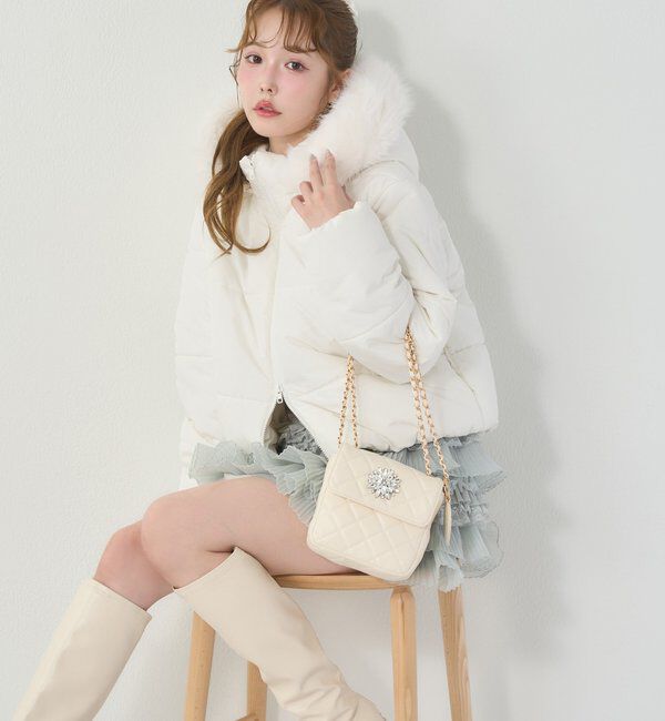  「ファー付きショートフェイクダウン」|ダウンベスト・ベスト|