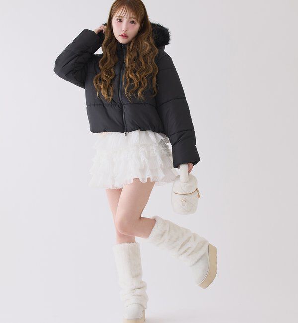  「ファー付きショートフェイクダウン」|ダウンベスト・ベスト|