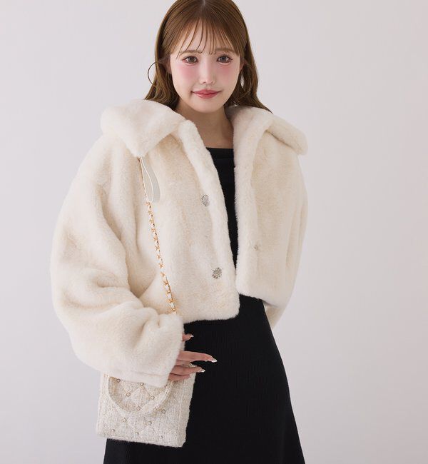  「衿つきエコファーショートコート」|ダウンベスト・ベスト|