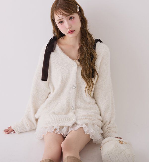  「ベロアモールカーデ」|ニット・セーター|