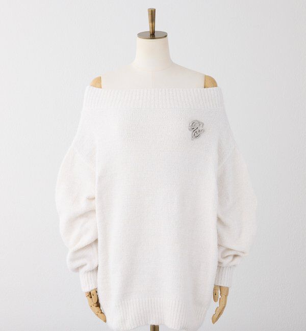  「ブローチ付きベロアモールミニニットワンピース」|ワンピース|