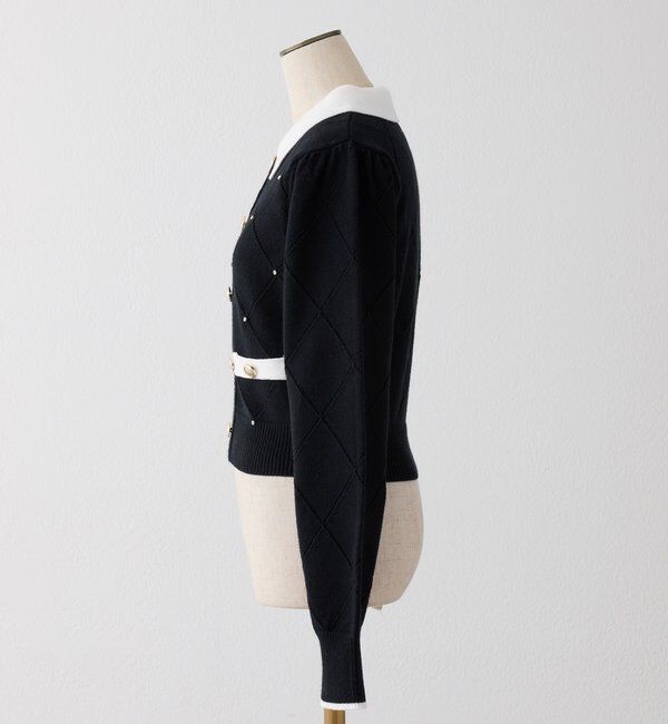  「配色ビジュー付ポロニット」|ニット・セーター|