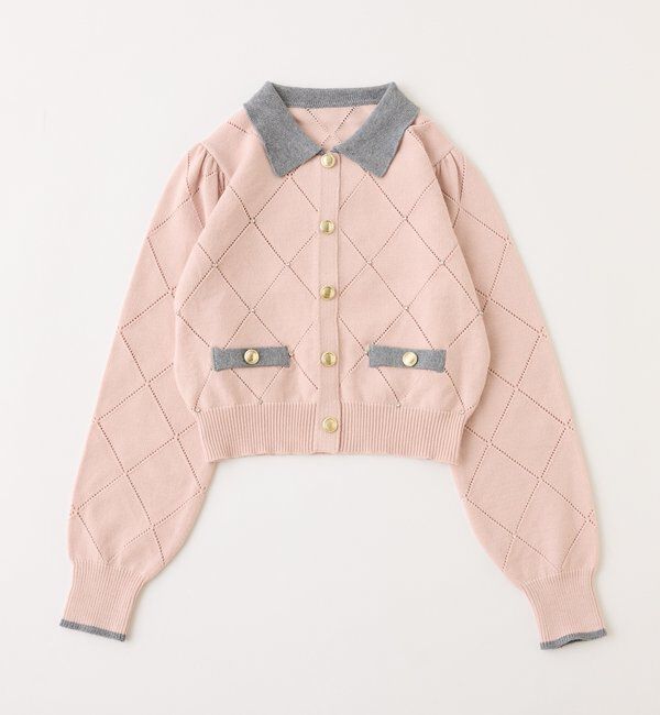  「配色ビジュー付ポロニット」|ニット・セーター|