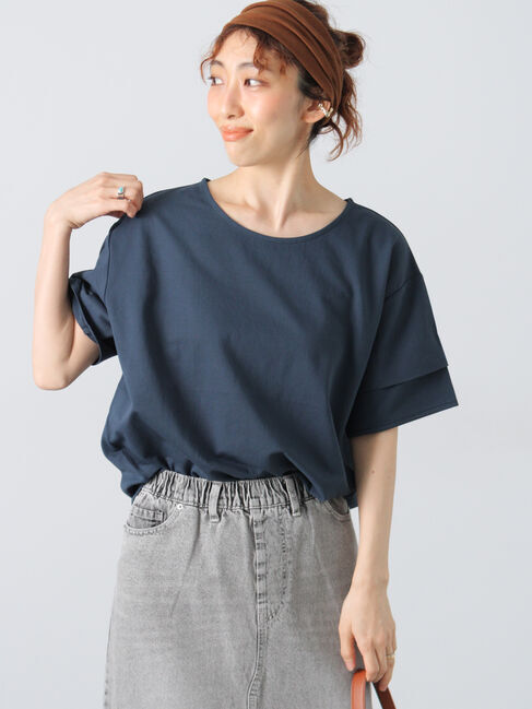 Lugnoncure「プレーティング袖タックTシャツ」|Tシャツ・カットソー|