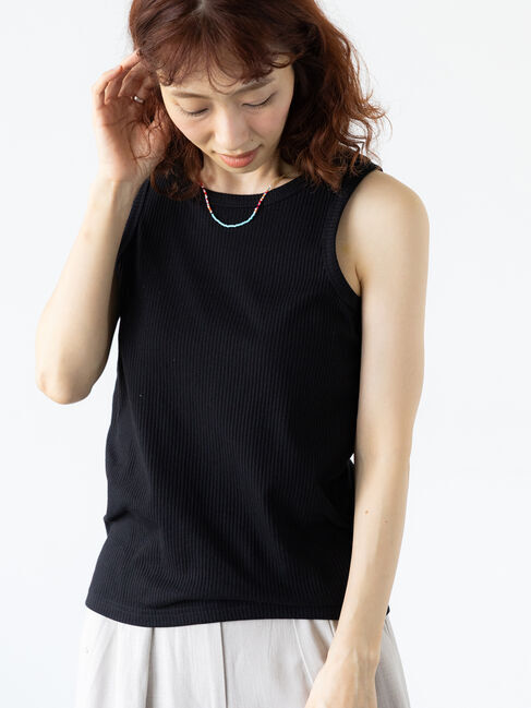Lugnoncure「【抗菌防臭】アメスリリブタンクトップ」|タンクトップ|ブラック