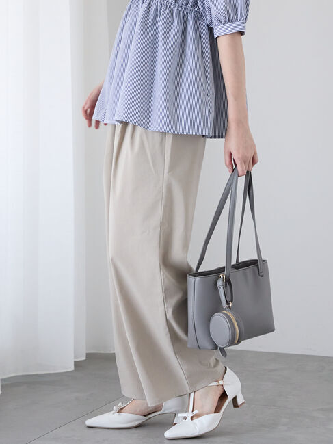 Te chichi TERRASSE「麻調タック入りイージーパンツ」|その他|ベージュ