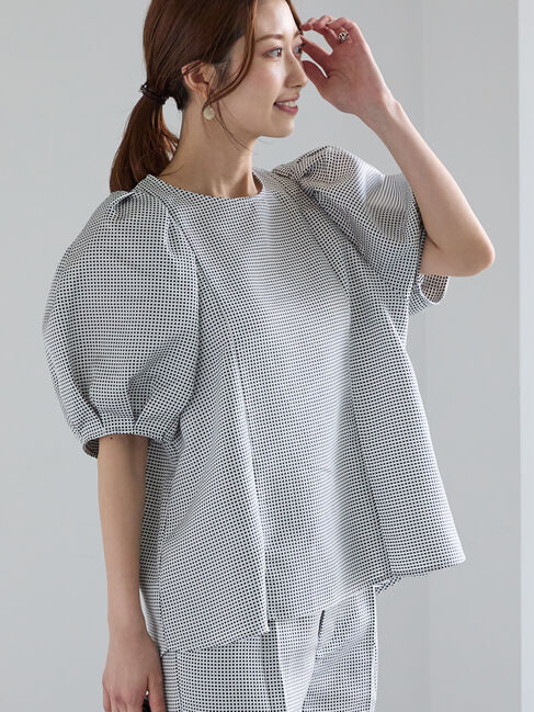 Te chichi「グリッドジャガードボリュームブラウス（セットアップ可）」|シャツ・ブラウス|オフホワイト