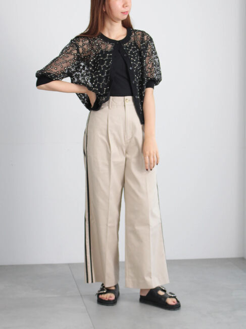 Te chichi「エンブロイダリー半袖クルーカーディガン」|カーディガン|