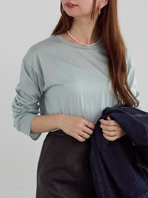 Te chichi「シルケット天竺ロングスリーブTee」|Tシャツ・カットソー|ブルー