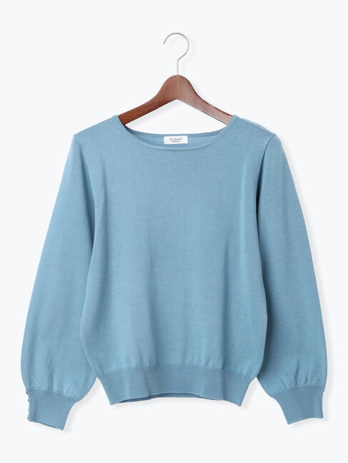 Te chichi TERRASSE「袖口金釦クルーネックニット」|ニット・セーター|ブルー