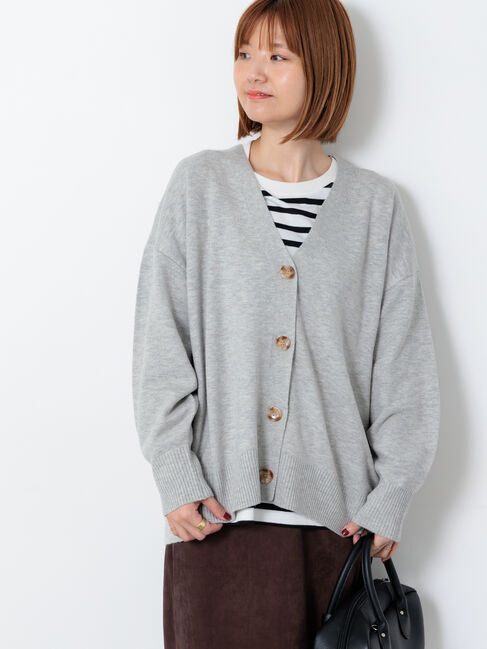 Lugnoncure「もちもちVネックリラックスカーディガン」|カーディガン|グレー