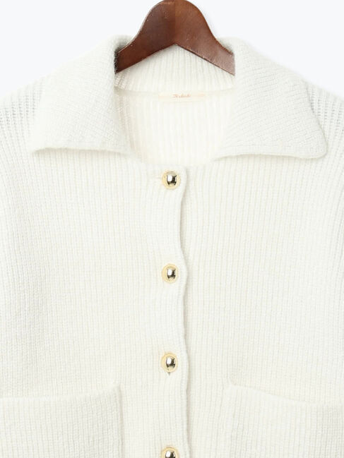 Te chichi「フラットカラーメタル釦ニットジャケット《2025winter catalog item》」|カーディガン|