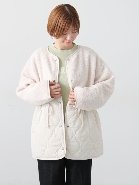 Lugnoncure「ボアキルト切替コート」|その他|オフホワイト