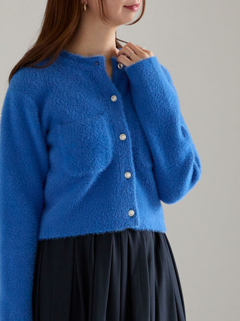 Te chichi「ショートシャギーポケットカーディガン」|カーディガン|ブルー