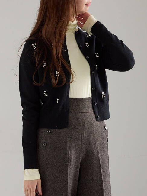 Te chichi「ビジューニットコンパクトカーディガン」|カーディガン|