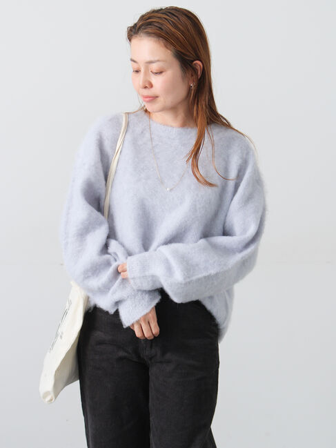Lugnoncure「起毛クルーネックニット」|ニット・セーター|グレー
