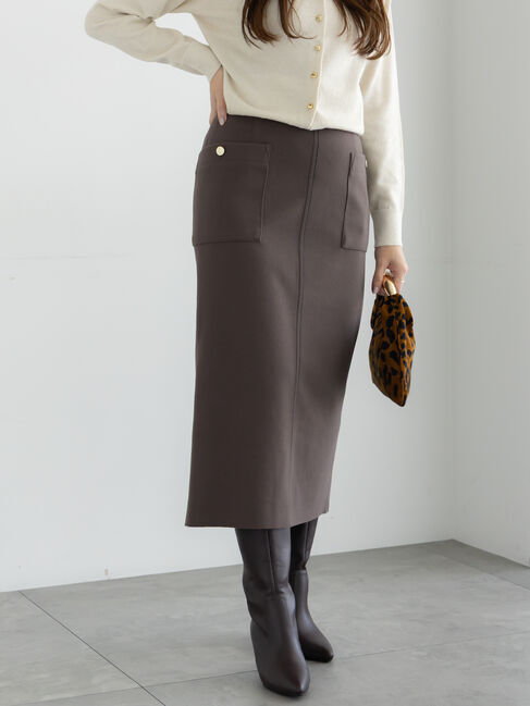 Te chichi「メルトンジャージーナロースカート」|スカート|モカ