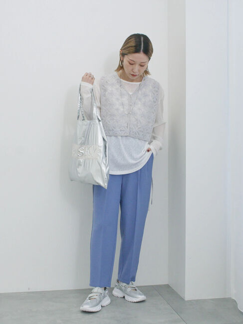 Samansa Mos2 blue「【イージーケア・吸水速乾】マルチスタイルテーパードパンツ」|その他|