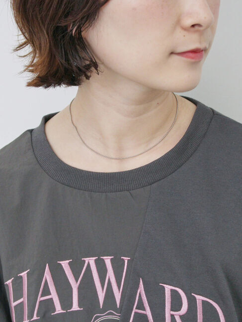 Samansa Mos2 blue「異素材切替リメイク風プルオーバー」|Tシャツ・カットソー|