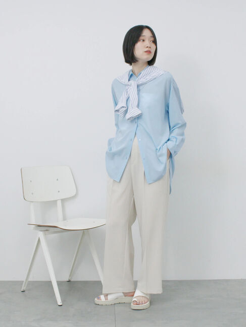 Samansa Mos2 blue「【接触冷感】マルチスタイルシャツ」|シャツ・ブラウス|