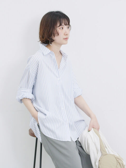 Samansa Mos2 blue「【接触冷感】マルチスタイルシャツ」|シャツ・ブラウス|