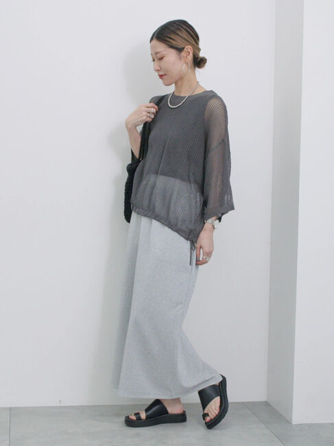 Samansa Mos2 blue「ラメナロースカート」|スカート|