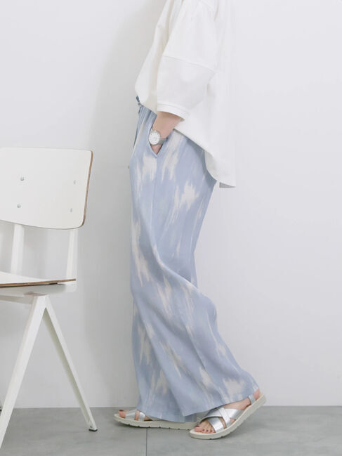 Samansa Mos2 blue「【接触冷感】水彩柄イージーパンツ」|その他|