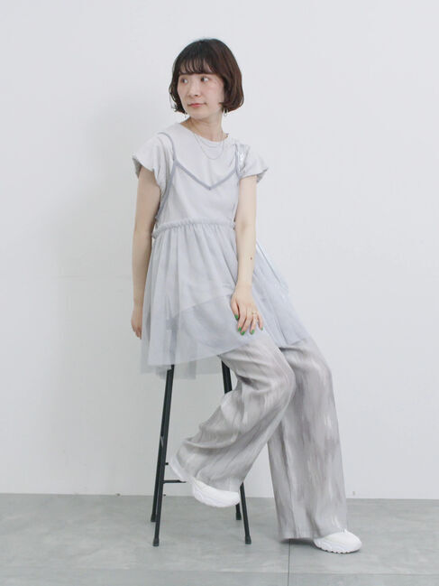 Samansa Mos2 blue「【接触冷感】水彩柄イージーパンツ」|その他|