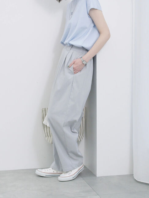 Samansa Mos2 blue「ストレッチタックカーブパンツ」|その他|