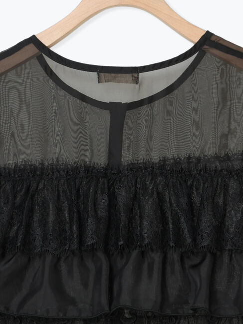 Samansa Mos2「異素材フリルベスト」|ダウンベスト・ベスト|