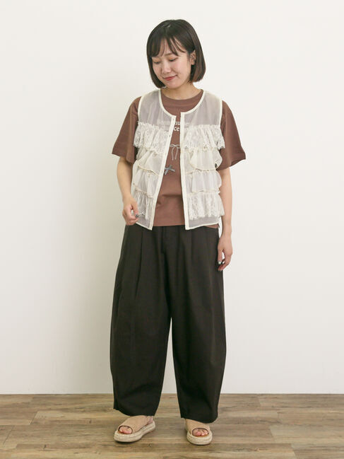 Samansa Mos2「異素材フリルベスト」|ダウンベスト・ベスト|