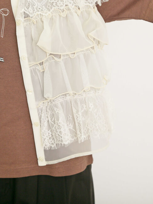 Samansa Mos2「異素材フリルベスト」|ダウンベスト・ベスト|