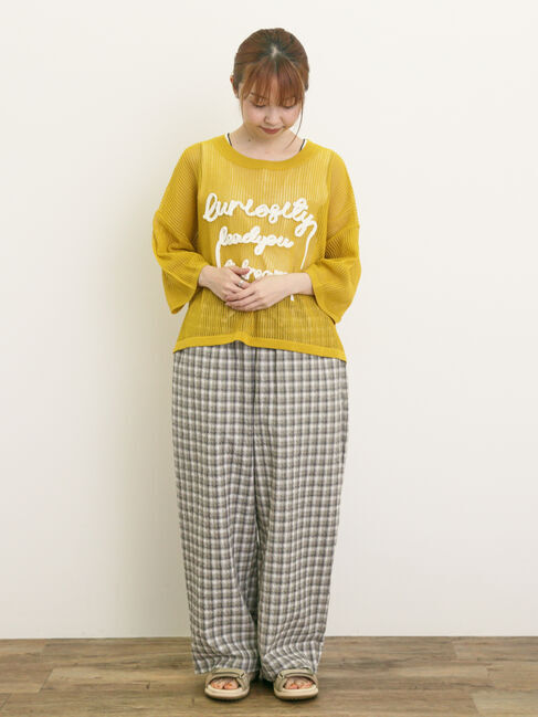 Samansa Mos2「テープロゴ刺繍ニットプルオーバー」|ニット・セーター|